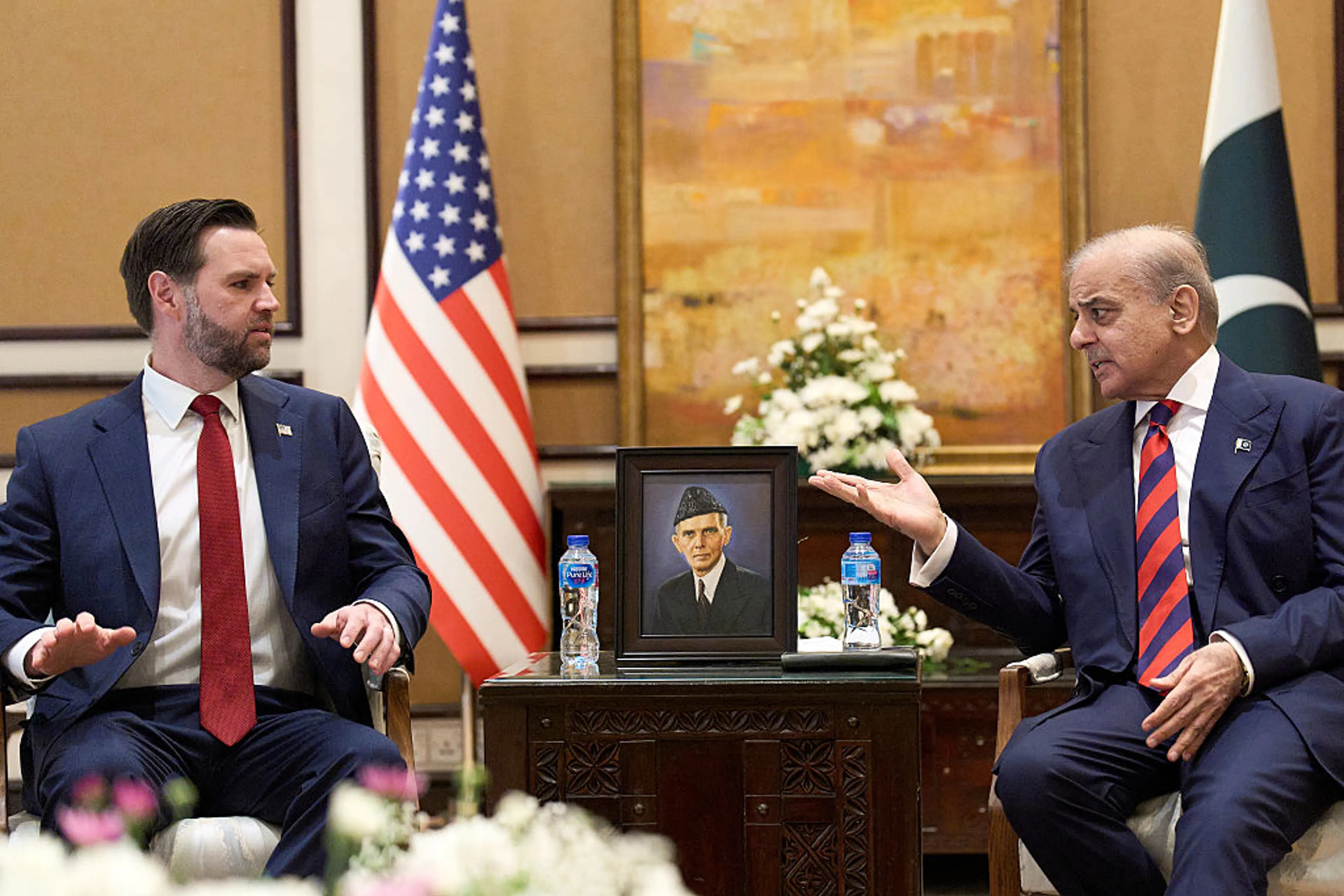 U.S. Vice President J.D. Vance meets with Pakistan's Prime Minister Shehbaz Sharif during their meeting at Islamabad, Pakistan on April 11, 2026..jpg